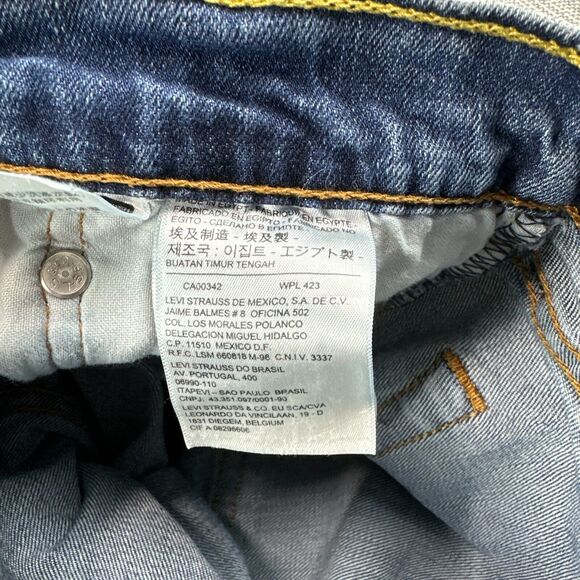 Levis 527 Jeans Mens 34x32 Straight Blue Denim Whiskering Distressed Stretch - Picture 8 of 14